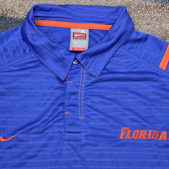 Nike Team Florida Gators Polo Shirt Men’s XL Dri-FIT Authentic Blue Orange - Picture 3 of 6